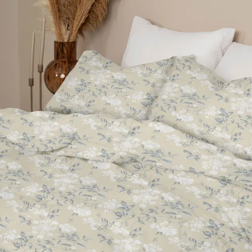 Σετ Σεντόνια Menta Εμπριμέ 360 Beige Υπέρδιπλο (220x250)