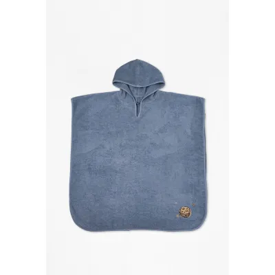 Fluffy Κεντητό Πόντσο Blue one size