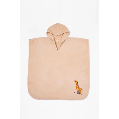 Fluffy Κεντητό Πόντσο Beige one size