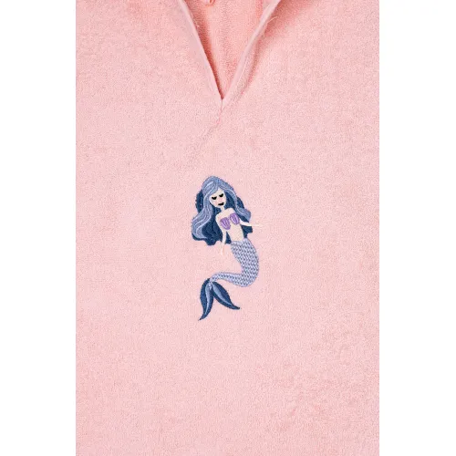 Fluffy Κεντητό Πόντσο Pink one size