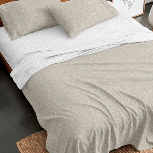 Σετ Σεντόνια Flannel 2052 Beige Υπέρδιπλο με λάστιχο (170x205 30)