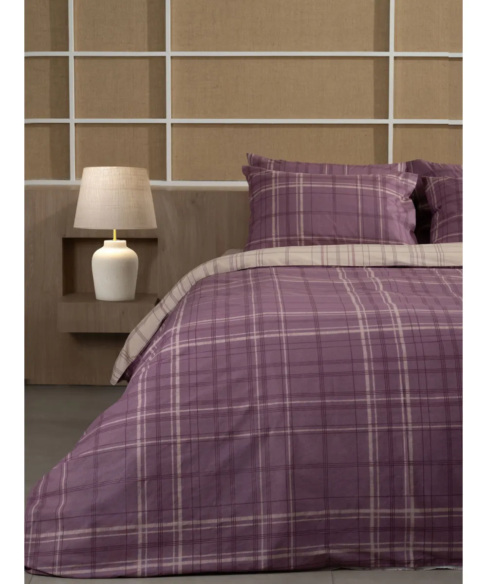 Σετ Σεντόνια Cotton Feelings 2066 Mauve Διπλό με λάστιχο (150x205 30)