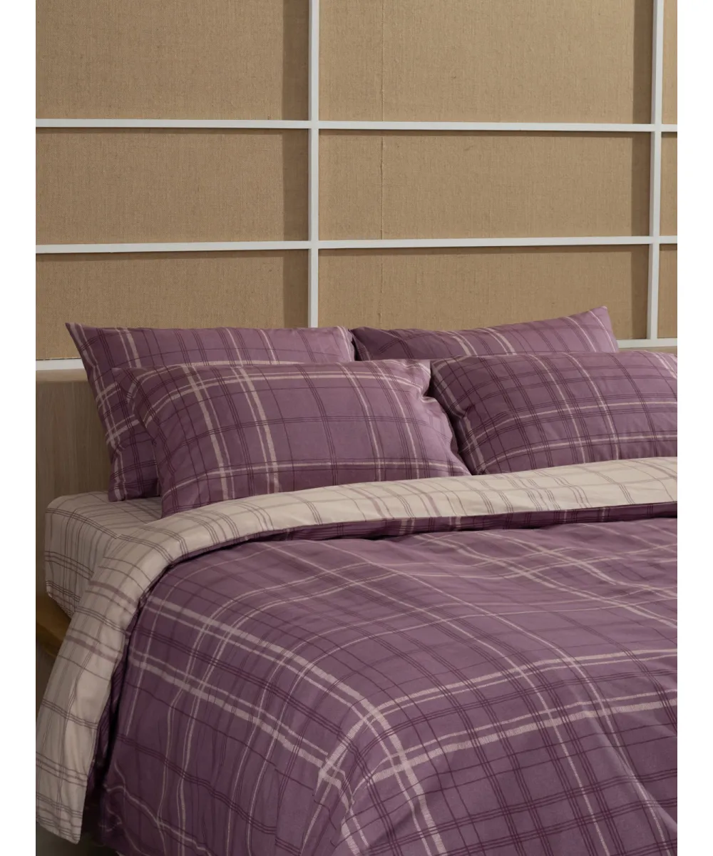 Σετ Σεντόνια Cotton Feelings 2066 Mauve Διπλό με λάστιχο (150x205 30)