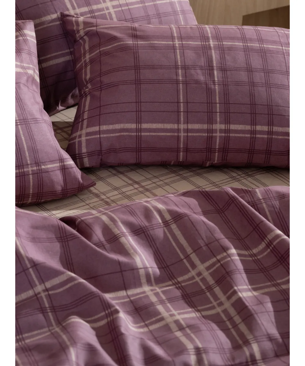 Σετ Σεντόνια Cotton Feelings 2066 Mauve Διπλό με λάστιχο (150x205 30)