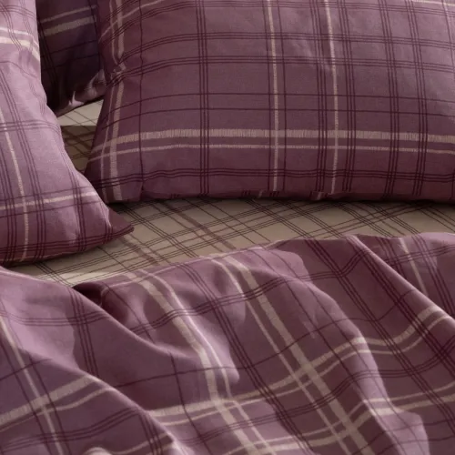 Σετ Σεντόνια Cotton Feelings 2066 Mauve Διπλό με λάστιχο (150x205 30)