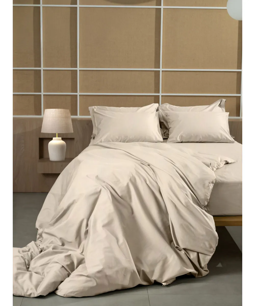 Μαξιλαροθήκες Βαμβακοσατέν Omnia Oxford Beige 50x70