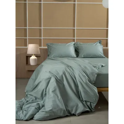 Σετ Σεντόνια Βαμβακοσατέν Omnia μονόχρωμα Aqua King Size (280x300)