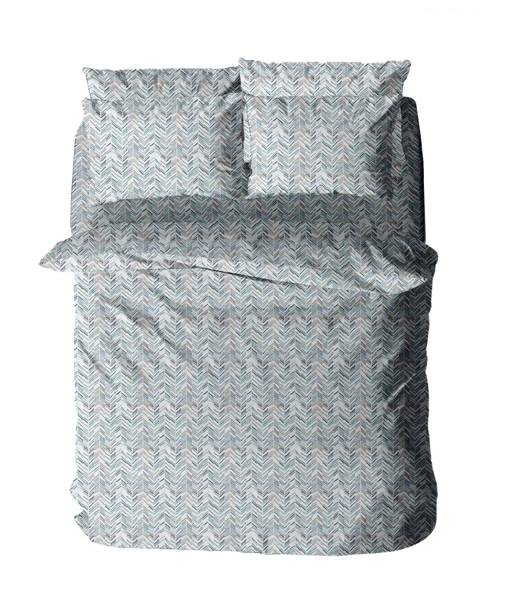 Σετ Σεντόνια Menta Εμπριμέ 460 Blue Μονό με λάστιχο (100x200 30)