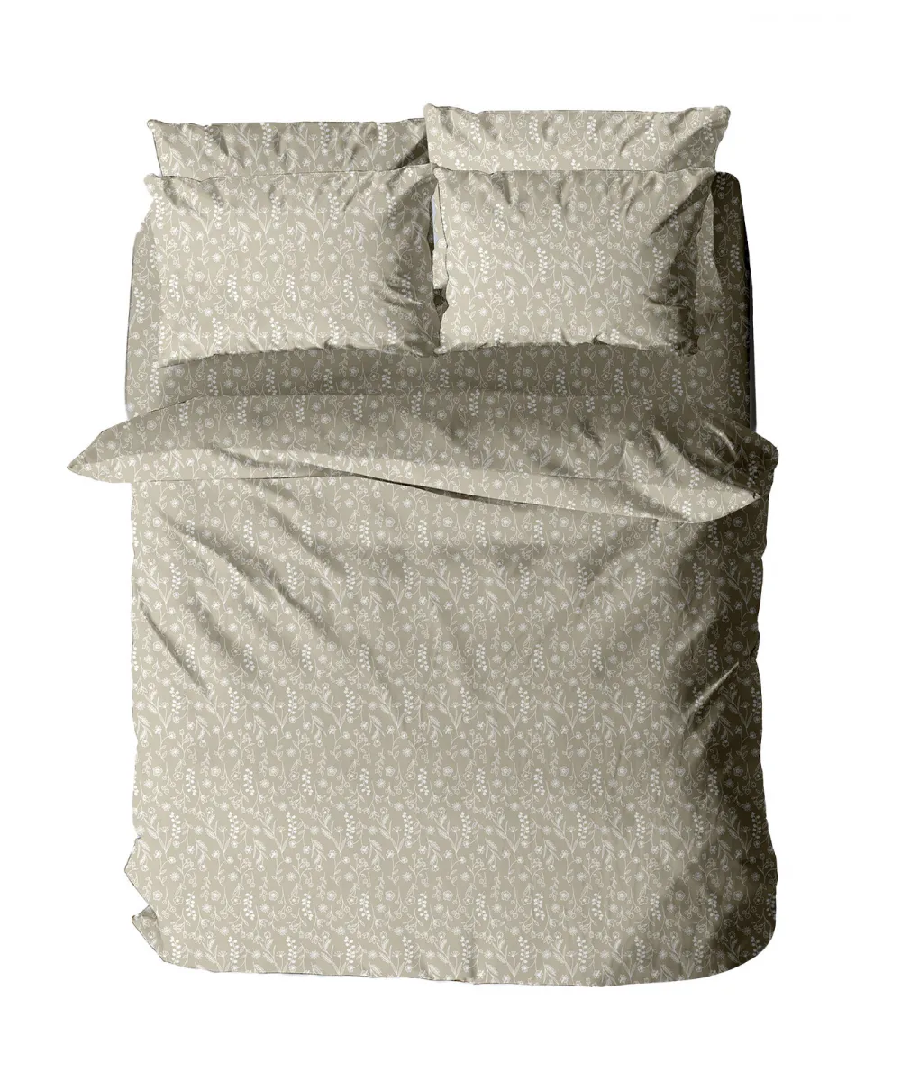 Σετ Σεντόνια Menta Εμπριμέ 420 Beige Μονό (160x260)