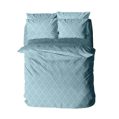 Σετ Σεντόνια Menta Εμπριμέ 500 Blue Μονό (160x260)