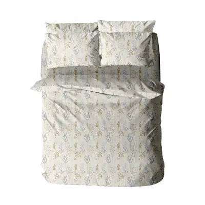 Σετ Σεντόνια Menta Εμπριμέ 400 Beige Υπέρδιπλο με λάστιχο (170x200 30)