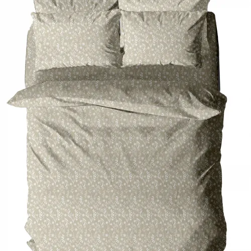 Σετ Σεντόνια Menta Εμπριμέ 420 Beige Υπερδιπλο (240x260)