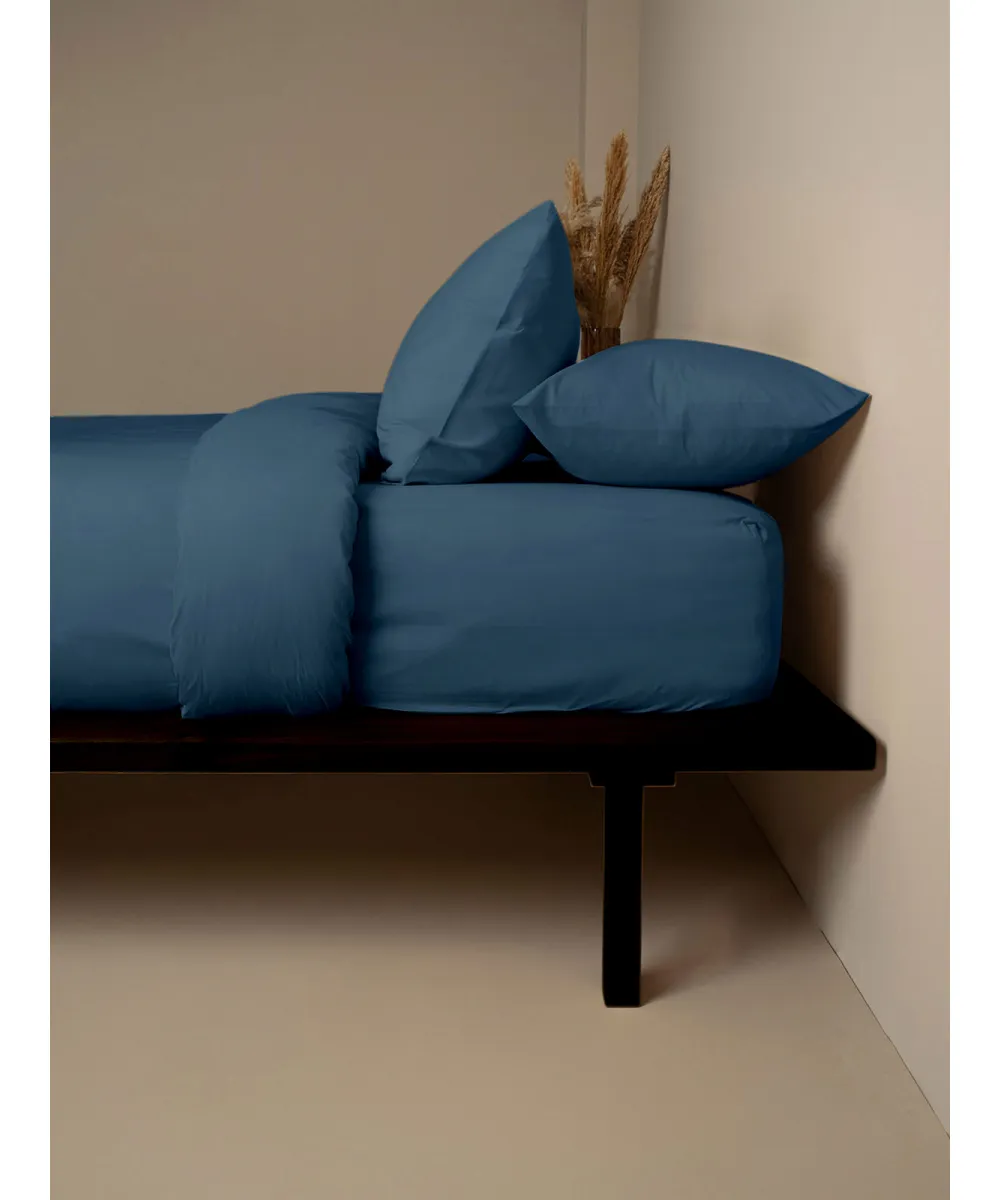 Σεντόνι Cotton Feelings φλατ 121 Sea Blue Μονό (165x270)