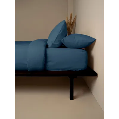 Σεντόνι Cotton Feelings φλατ 121 Sea Blue Μονό (165x270)