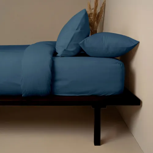 Σετ Σεντόνια Cotton Feelings 121 Sea Blue Μονό με λάστιχο(105x205 30)