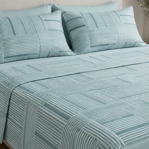 Μαξιλαροθήκη Menta Εμπριμέ 600 Aqua 50x70