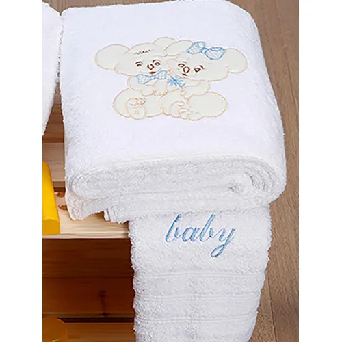 Σετ πετσέτες κεντητές Couple 06 White/Blue