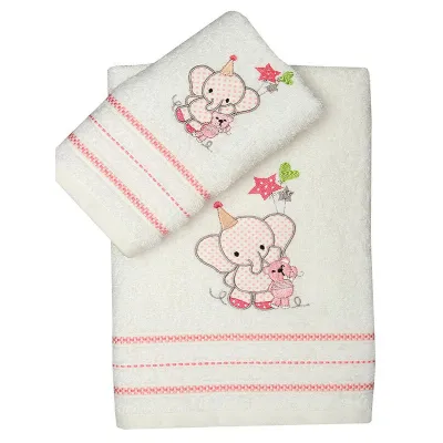 Σετ πετσέτες κεντητές Elephant 03 Pink