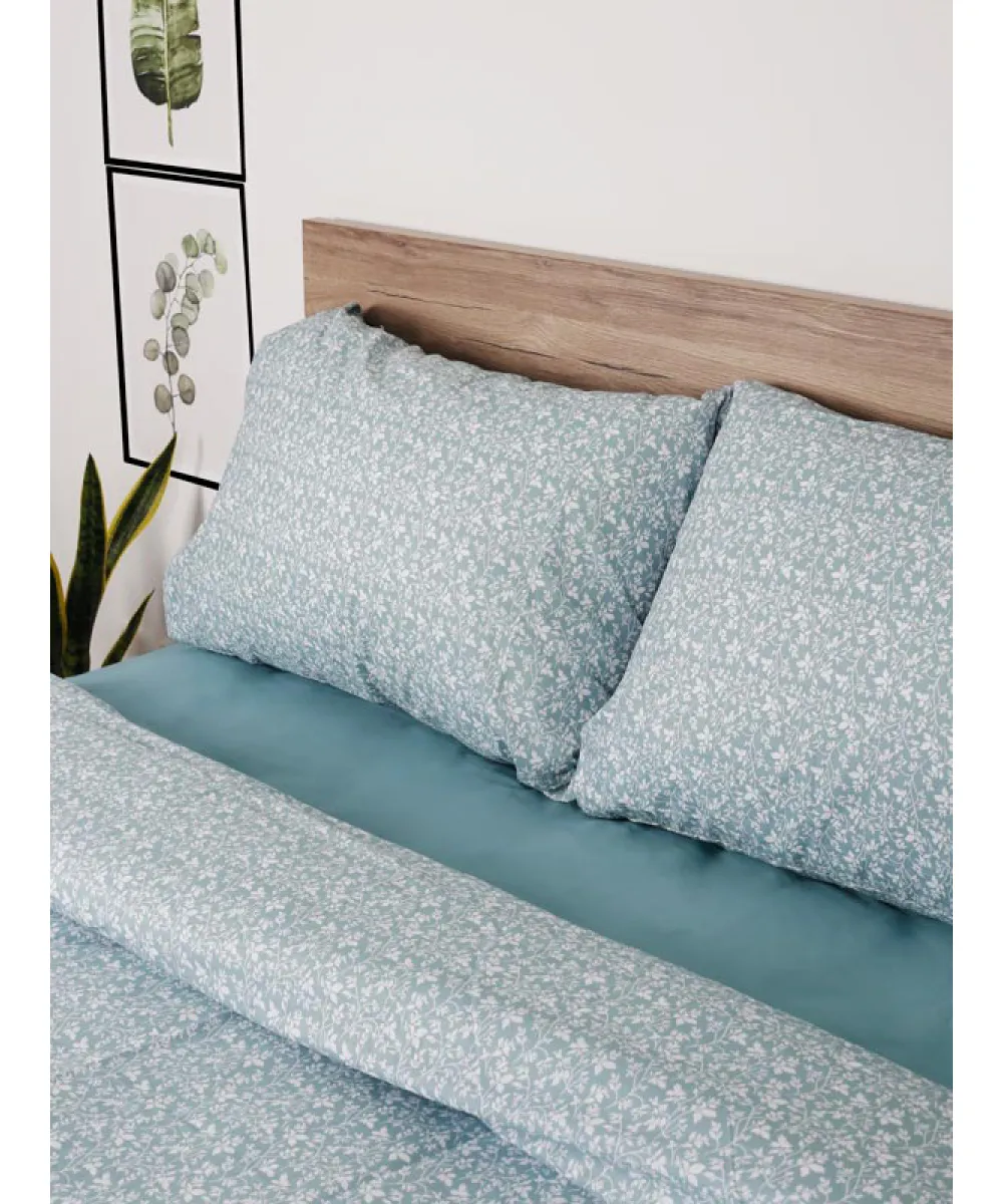 Σετ Σεντόνια Cotton Feelings 920 Aqua Μονό με λάστιχο(105x205 30)