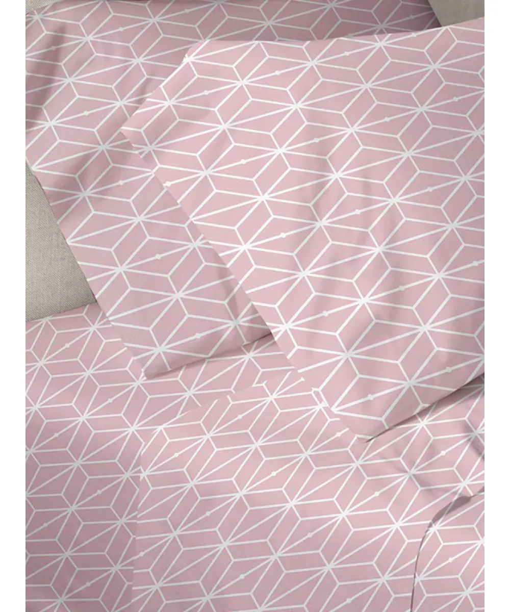 Σετ Σεντόνια Menta Εμπριμέ 520 Pink Διπλό (200x250)