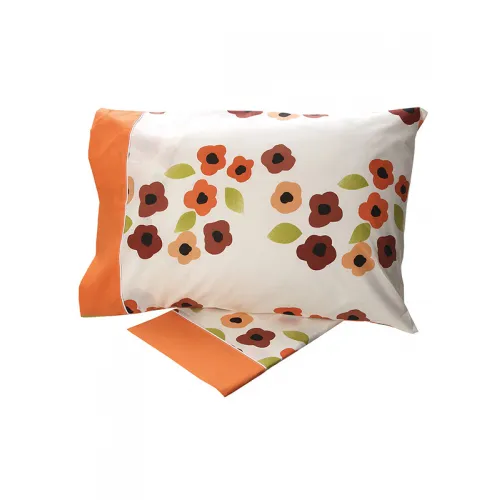 Σετ Σεντόνια Cotton Feelings εμπριμέ 529 Orange Μονό (160x260)