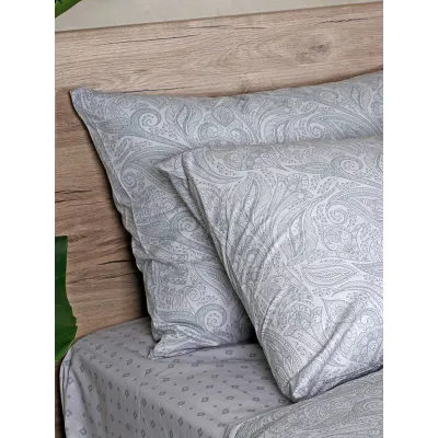 Σετ Σεντόνια Cotton Feelings 2040 Grey Μονό με λάστιχο(105x205 30)