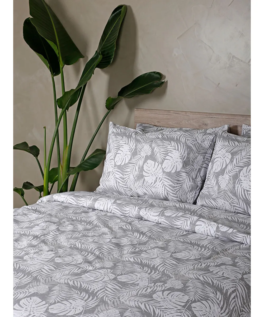 Σετ Σεντόνια Cotton Feelings 2038 Grey Διπλό με λάστιχο (150x205 30)