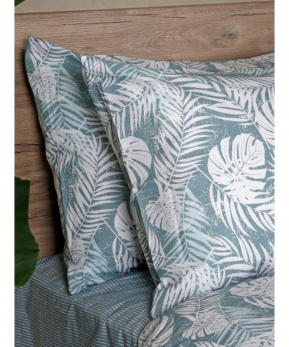 Σετ Σεντόνια Cotton Feelings 2038 Aqua Διπλό με λάστιχο (150x205 30)