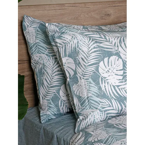 Σετ Σεντόνια Cotton Feelings 2038 Aqua Διπλό με λάστιχο (150x205 30)