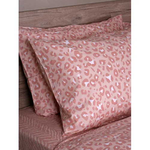 Σετ Σεντόνια Cotton Feelings 2044 Pink Υπέρδιπλο με λάστιχο (170x205 30)