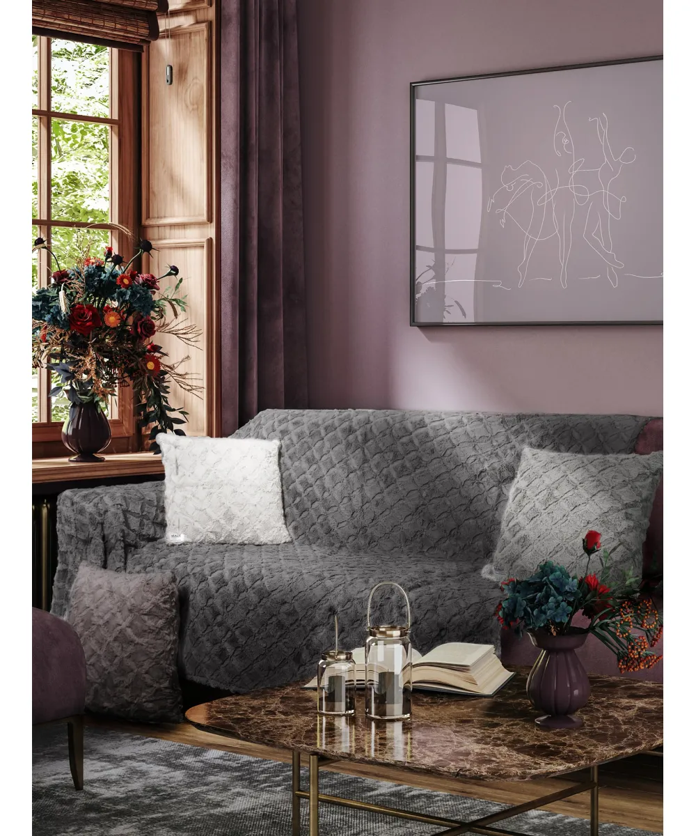 Ριχτάρι OBLONG GREY Ριχτάρι τριθέσιου καναπέ: 180 x 300 εκ.