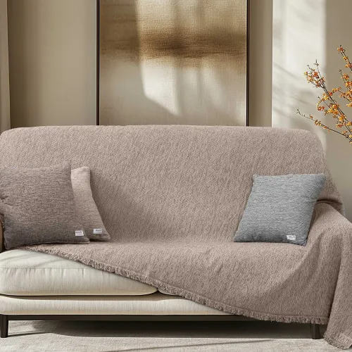 Ριχτάρι AKONIK BEIGE Ριχτάρι τριθέσιου καναπέ: 180 x 300 εκ.