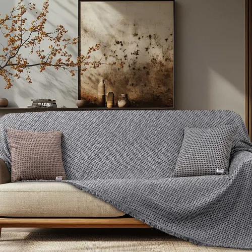 Ριχτάρι MOUVE GREY Ριχτάρι τριθέσιου καναπέ: 180 x 300 εκ.