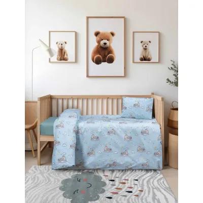 Βρεφικό Σετ Σεντόνια BEARLY Σετ σεντόνια κούνιας με λάστιχο: 120 x 170   70x140   15   1 μαξιλαροθήκη 30 x 40 εκ.