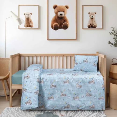 Βρεφικό Σετ Σεντόνια BEARLY Σετ σεντόνια κούνιας με λάστιχο: 120 x 170   70x140   15   1 μαξιλαροθήκη 30 x 40 εκ.