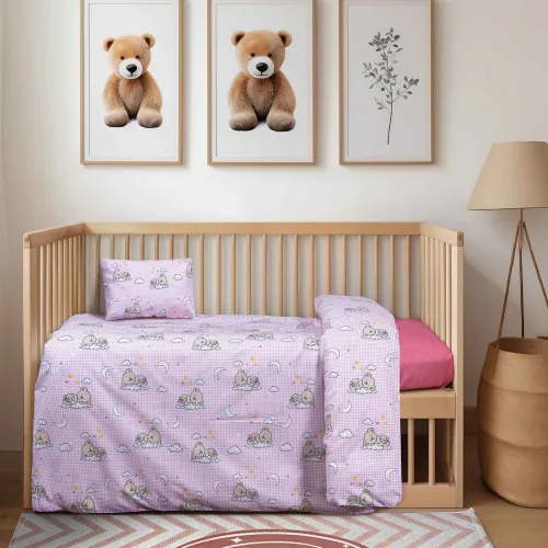 Βρεφικό Σετ Σεντόνια BEARSLEEP Σετ σεντόνια κούνιας: 120 x 170   1 μαξιλαροθήκη 30 x 40 εκ.