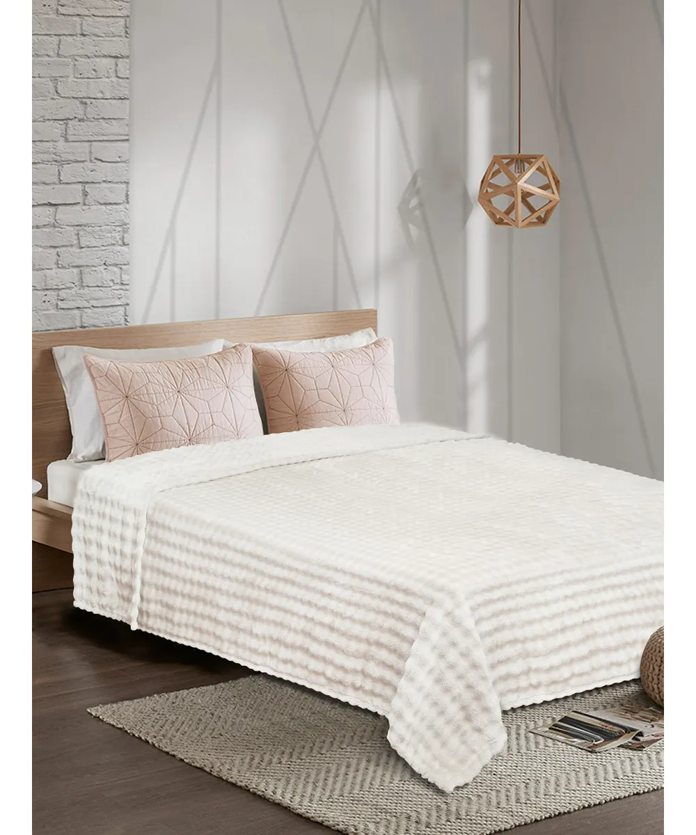 Κουβέρτα Fleece PUFFELLA ECRU Κουβέρτα μονή: 160 x 220 εκ.