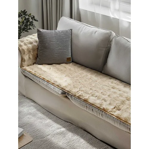 Μεμονωμένο γούνινo κάλύμμα FLAURA BEIGE Μεμονωμένο γούνινο κάλυμμα πολυθρόνας 60 x 75 εκ.