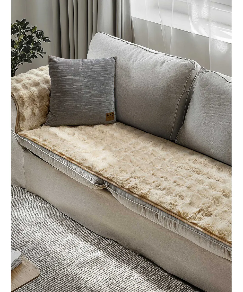 Μεμονωμένο γούνινo κάλύμμα FLAURA BEIGE Μεμονωμένο γούνινο κάλυμμα για μπράτσο καναπέ 70 x 75 εκ.