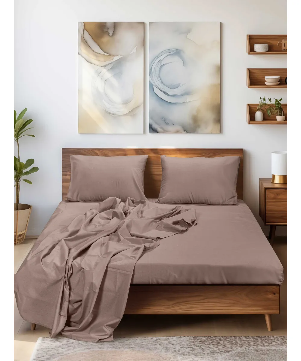 Σεντόνι SLEEK BROWN Σεντόνι υπέρδιπλο με λάστιχο: 160 x 200 35 εκ.