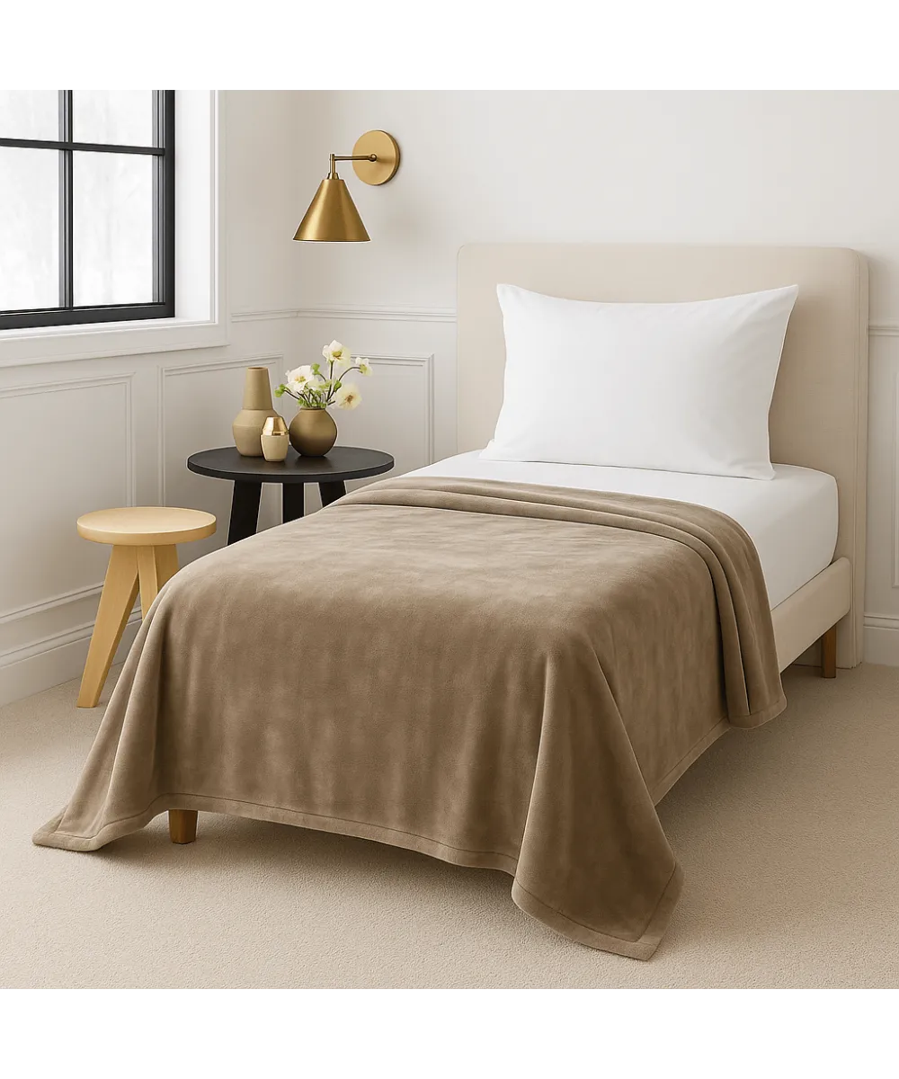 Κουβέρτα βελουτέ Μονή Beige