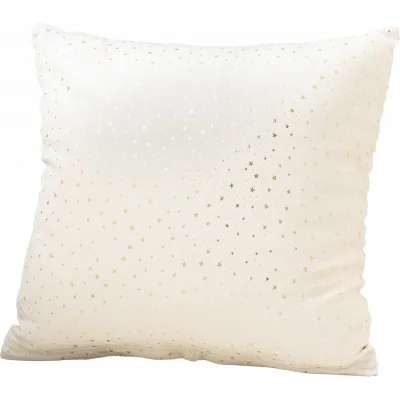 Beauty Home Μαξιλαροθήκη 45 x 45 cm Βελούδο Εκρού Με Χρύσα Αστέρια      