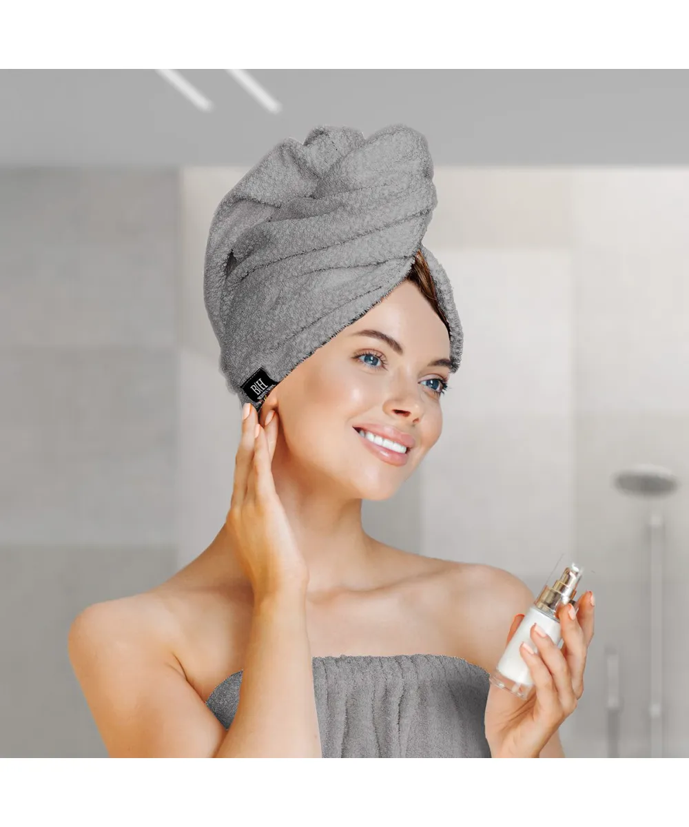 Beauty Home Πετσέτα μαλλιών Turban Art 3406 Γκρι