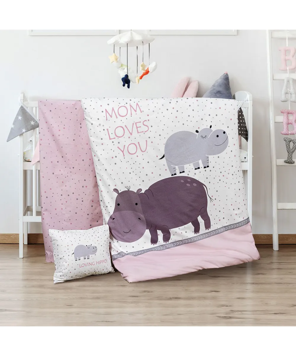 Beauty Home Σετ σεντόνια βρεφικά Hippo Art 5187 120x160 Εμπριμέ