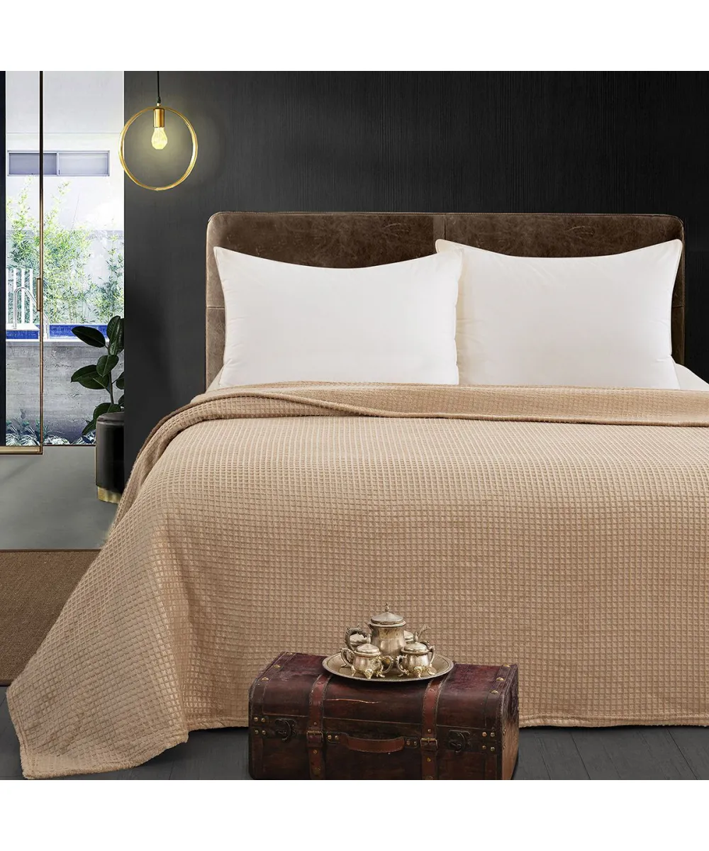 Beauty Home Κουβέρτα μονόχρωμη υπέρδιπλη Fleece Art 11550 220x240 Μπεζ