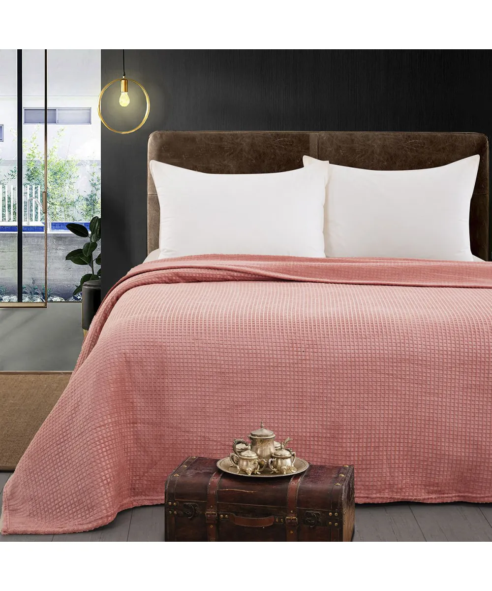 Beauty Home Κουβέρτα μονόχρωμη υπέρδιπλη Fleece Art 11551 220x240 Ροδακινί