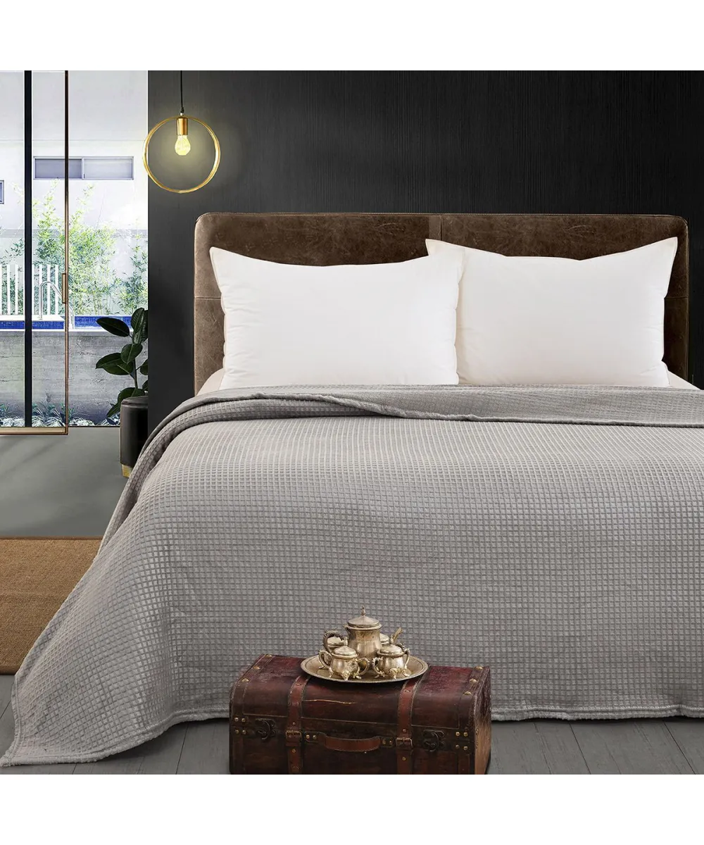 Beauty Home Κουβέρτα μονόχρωμη υπέρδιπλη Fleece Art 11555 220x240 Γκρι