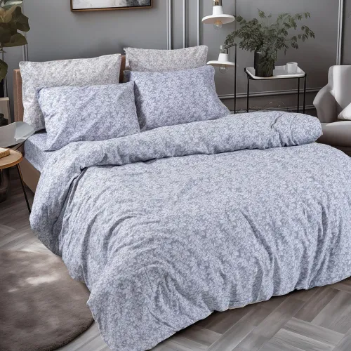 Beauty Home Σετ σεντόνια φανελένια υπέρδιπλα με λάστιχο Flame Art 12631 170x200 32 Γκρι      