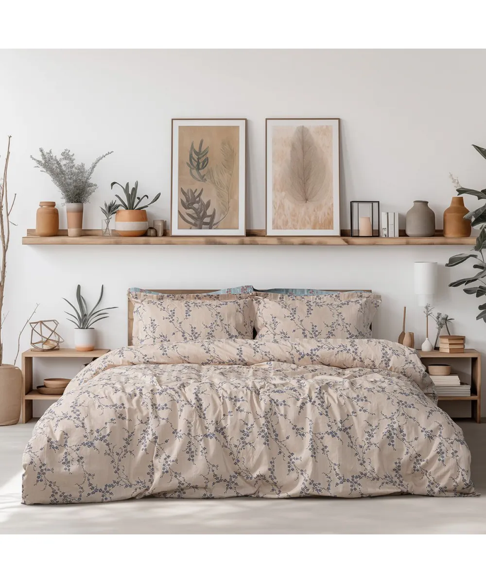 Beauty Home Σετ κουβερλί υπέρδιπλο Art 12210 Anastasia 100%  Βαμβακοσατέν 300tc 220x240 Μπεζ