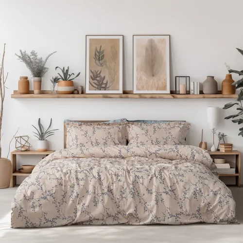 Beauty Home Σετ πάπλωμα υπέρδιπλο Art 12210 Anastasia 100%  Βαμβακοσατέν 300tc 220x240 Μπεζ      